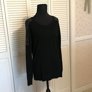 Elegant Black Long Sleeve Sweater w/ Sparkle Detail - Size L - NWT